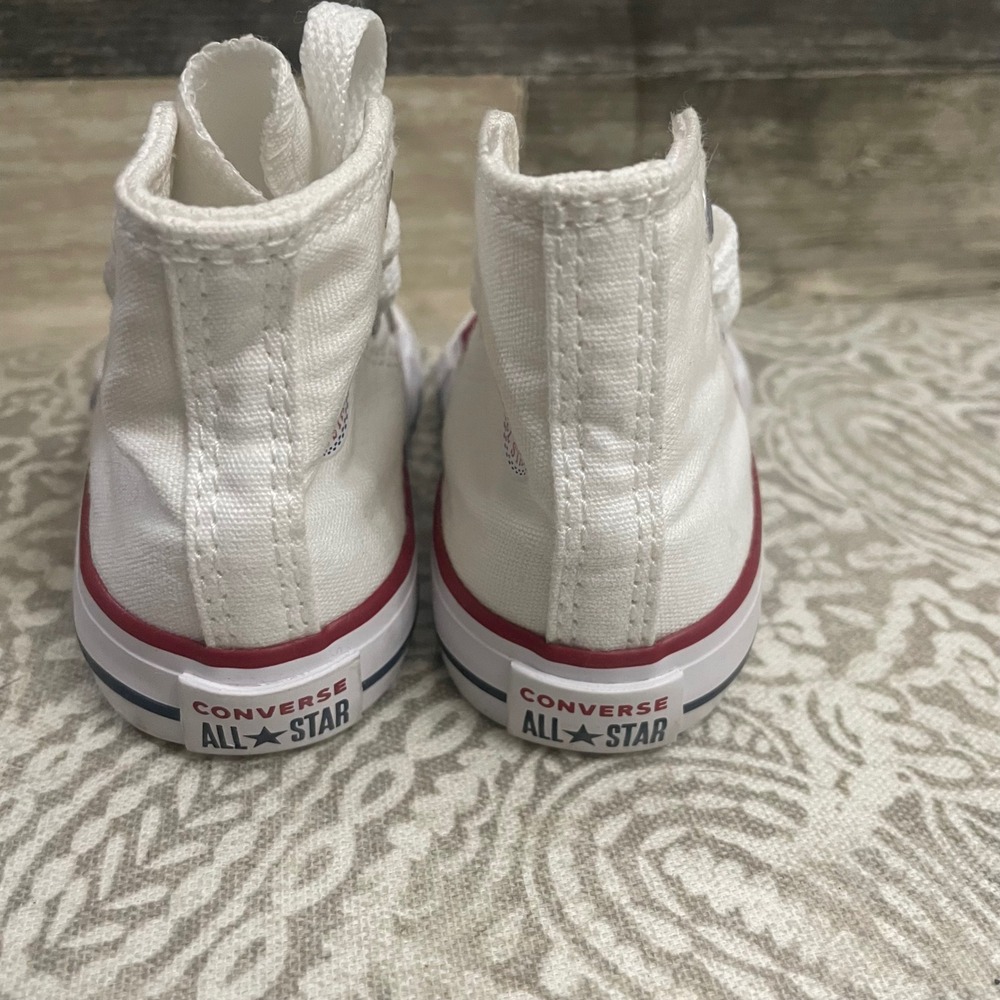 Converse Chuck Taylor All Star Infant High Top White Sneakers 7J253 Size 3C - Picture 4 of 7